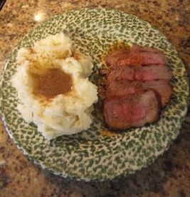 Our farm raised Dexter beef served with mashed potatoes and gravy. 